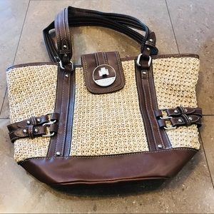 Chaps Vegan Leather Woven Purse